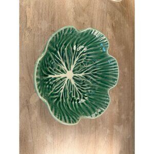 Cabbage Leaf / Bordallo Style Green Ceramic 7” Bowl